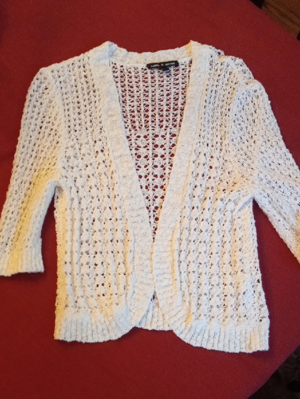 Cable & Gauge Open-Knit Cream Cardigan